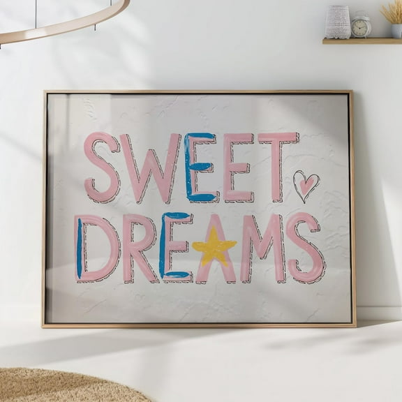 Sweet Dreams Art Print - Playful Pastel Typography - Nursery Or Bedroom Decor Wall Art, Modern Wall Decor, 8x12 UNFRAMED
