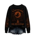 thumbnail image 2 of Vxararl Halloween Sweatshirts for Women Casual Festival Graphic Tees Tops Salem Broom Company Printed Halloween Witch Shirt Long Sleeve Crew Neck Comfort Tops Salem Sweatshirt Complexion 2xL, 2 of 4
