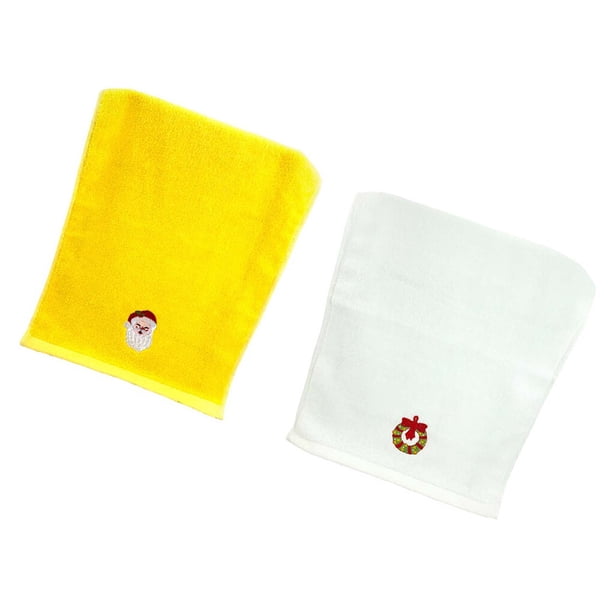 Yuarrent Toallas de mano de Navidad, tela decorativa de Año Nuevo, decoración navideña bordada para mujer, toalla de encantadora, hogar, baño, Kits de decoración para fiestas Blanco amarillo Yuarrent HA045069-01