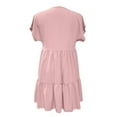 thumbnail image 5 of Daznico Women's V Neck Short Sleeve Tiered Mini Dress, Casual Solid Summer Dress for Everyday Wear,XL, 5 of 5