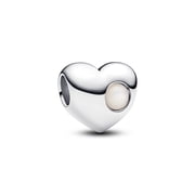 Pandora Engravable White Stone Heart Charm