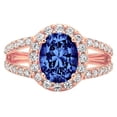 thumbnail image 7 of Solitaire with Accents Engagement Ring for Women - 2.6ct Simulated Tanzanite in 14K Rose Gold Promise Ring, 7 of 7
