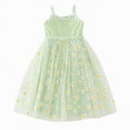 thumbnail image 1 of gdxvjhbj Robes Bébé Filles Robe d'Été à Bretelles Froncée Plage Décontractée Robe Soleil Ado Fille 5T 6T (Vert Clair,5-6 Ans), 1 of 1