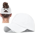 thumbnail image 7 of 2 Packs Womens Ponytail Criss Cross Hat Baseball Cap Distressed Ponytail Hat High Messy Bun Trucker Ponycap, 7 of 7