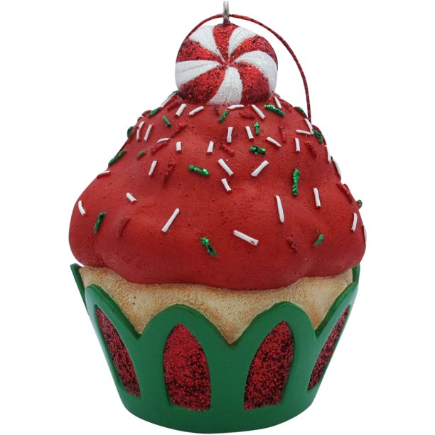 Red Peppermint Top Cupcake Christmas Tree Ornament Walmart Com Walmart Com