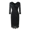 thumbnail image 2 of Fesfesfes Women V-Neck Solid Vintage Elegant Midi Evening Dress 3/4 Sleeves Dress, 2 of 8