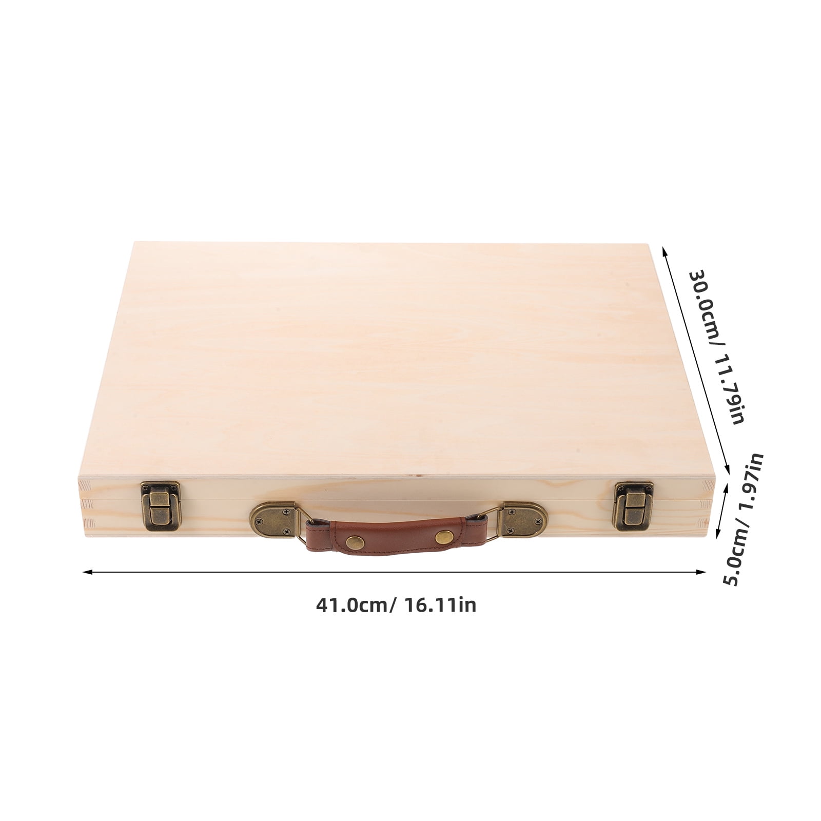 Luxshiny Vintage Beige Wood Photo Organizer Storage Box with Lid Desktop Decorative Keepsake Crate