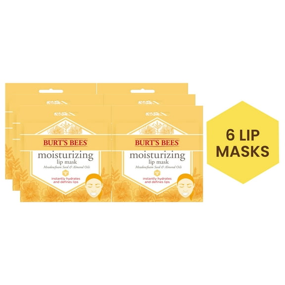 Burt's Bees 100% Natural Origin Moisturizing Lip Mask, Single Use Conditioning Lip Care, Pack of 6