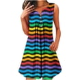 thumbnail image 1 of Vestido sin Mangas para las Mujeres Pullover de Botón, Vestido de Poliéster Impreso Casual, Ropa Diaria de Verano sin Mangas de las Mujeres, 1 of 4