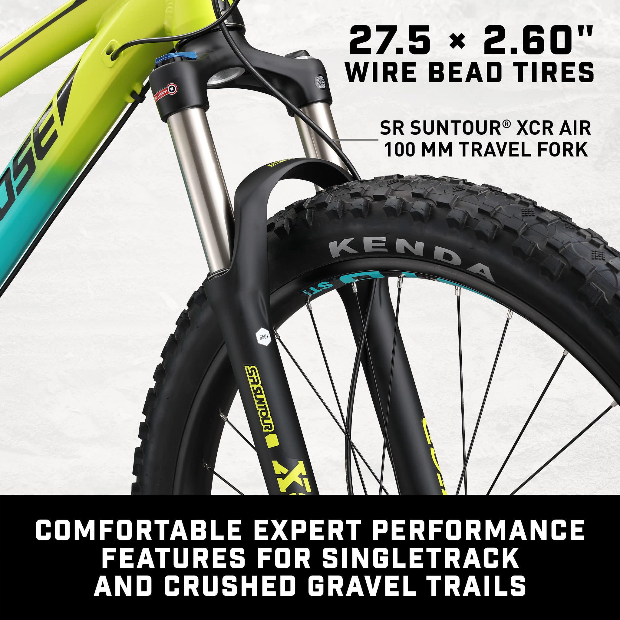Mongoose Tyax 27.5 Expert Adult Unisex 27.5-inch Mountain Bike, Yellow/Blue