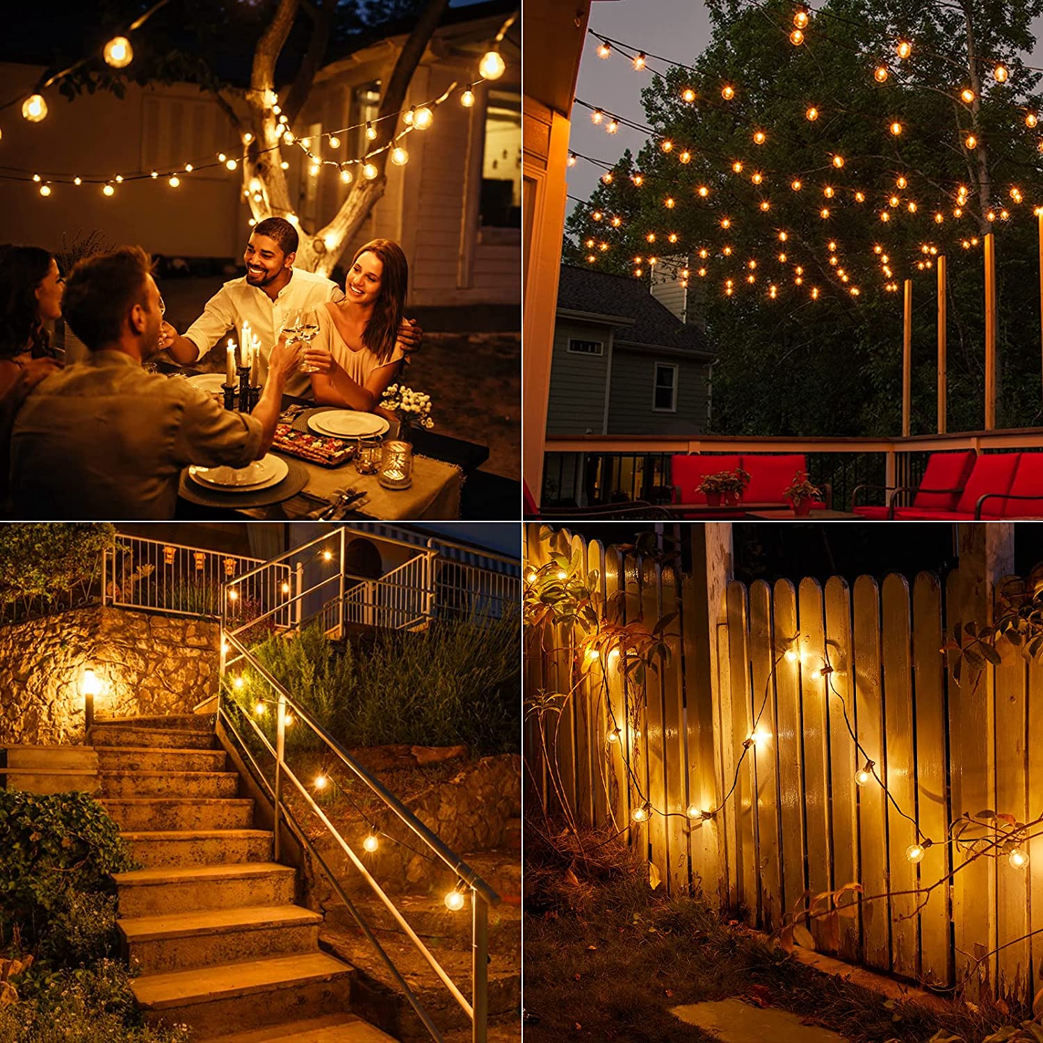 Brightown Outdoor String Lights 50 Ft Waterproof Connectable Dimmable LED  Patio Lights with 27 G40 Globe Bulbs(2 Spare), All Weatherproof Hanging  Lights for Outside Backyard Porch Party Decoration