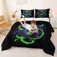 thumbnail image 3 of Homewish Neon Grunge Dragon Queen Comforter Set,Purple Green Comforter Sets Queen,Black Reversible,3pcs,1 Comforter and 2 Pillowcases, 3 of 7