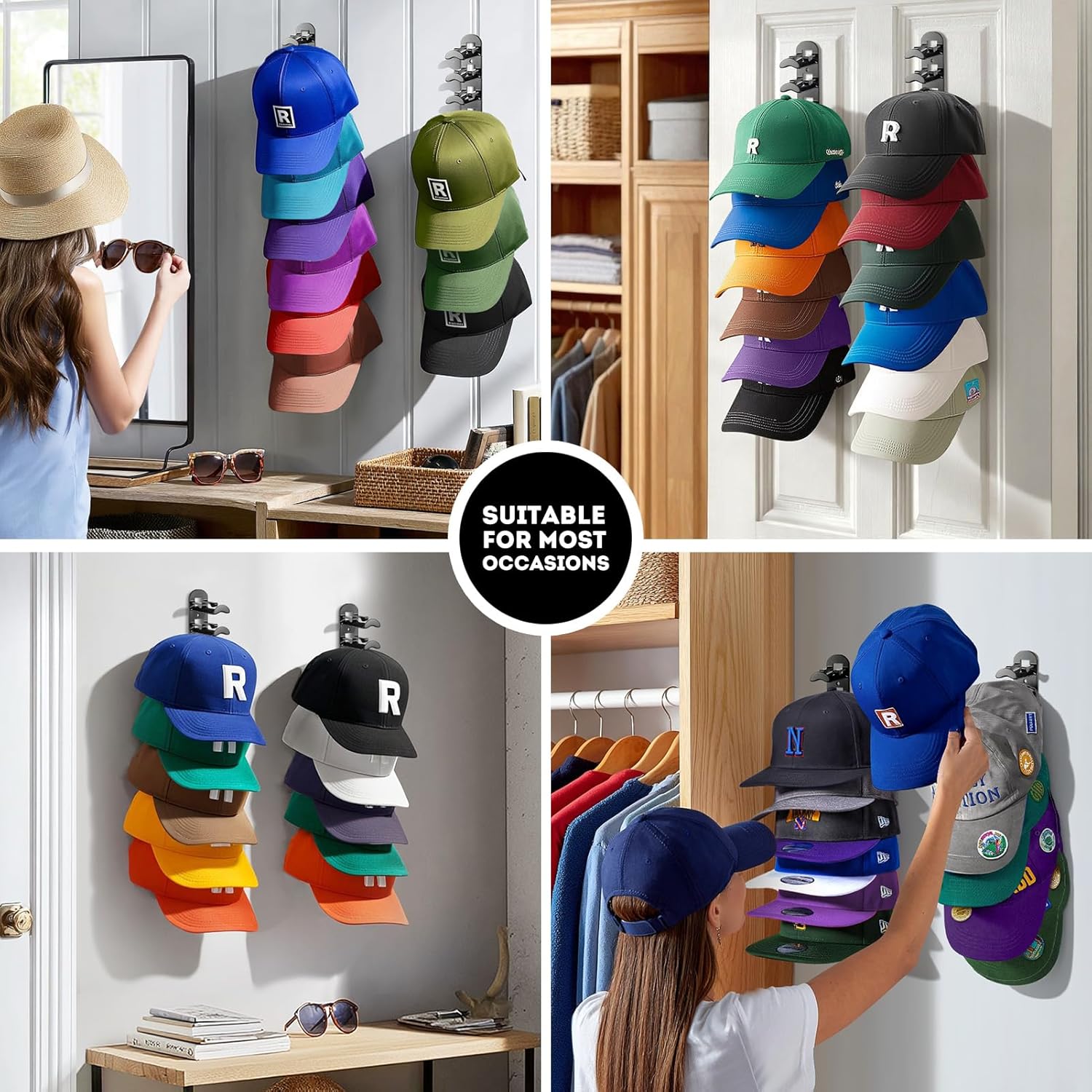 Livhil 2-Pack Baseball Cap Wall Rack, Black photo 7
