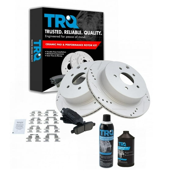 TRQ Rear Ceramic Brake Pad Performance Coated Rotor Kit w/Chemicals BKA17382 Fits select: 2013-2019 NISSAN PATHFINDER, 2009-2019 NISSAN MURANO