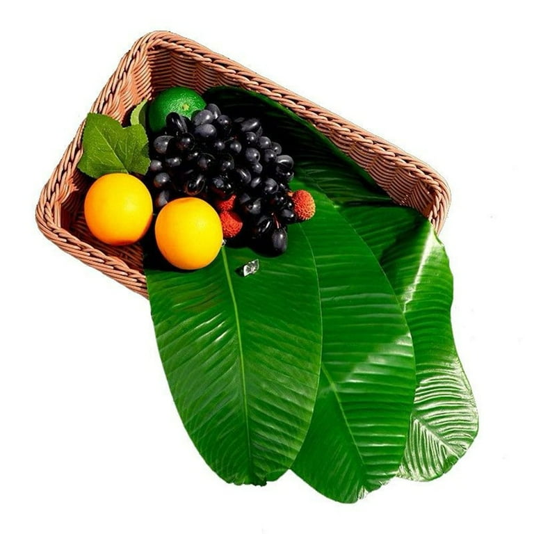 Jexine 8 Pcs Tropical Artificial Banana Leaves Large Faux Tropical Leaves  Hawaiian Luau Banana Leaf Platesbanana Leaves for Cooking Party Table