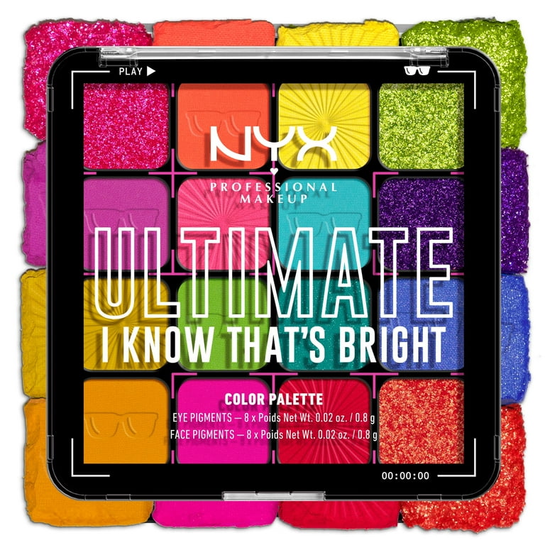 NYX Professional Makeup, Ultimate Color Palette, Bright, 16 shades