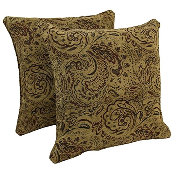 Blazing Needles 25-inch Double-corded Patterned Jacquard Chenille Square Floor Pillows with Inserts (Set of 2)-Style:Macaroon