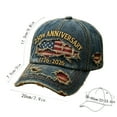 thumbnail image 2 of 250th Anniversary Distressed Denim Hat – 1776–2026 Embroidered Patriotic Baseball Cap Adjustable Metal Buckle, 2 of 6