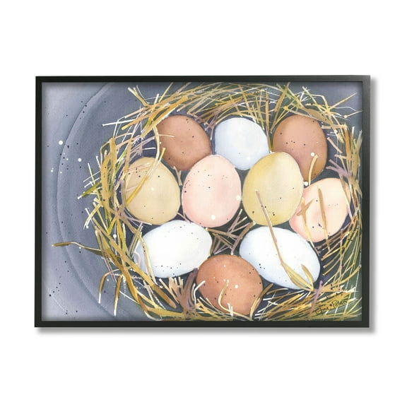 Stupell Industries Bird Nest Eggs Nature Painting Animals & Insects Painting Black Framed Art Print Wall Art