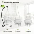 thumbnail image 6 of Macrame Hanging Swing Chairs, Hanging Cotton Rope Hammock Swing Chair for Indoor/Outdoor Home Patio Garden Back Yard，Grey, 6 of 6
