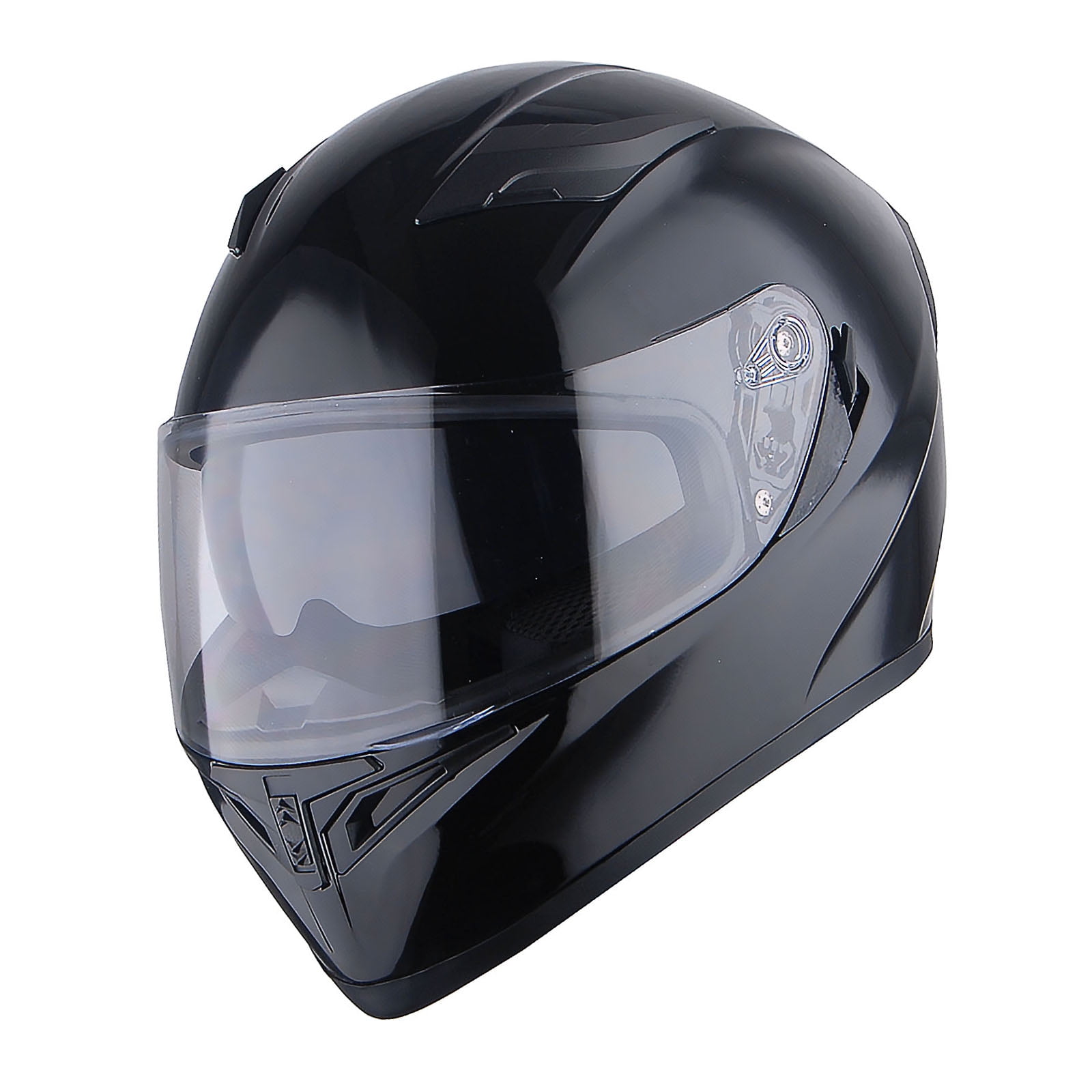 1Storm Motorcycle Street Bike Dual Visor/Sun Visor Full Face Helmet Mechanic with LED Tail Light: LED_HJK316 Glossy Black