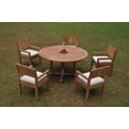 thumbnail image 4 of Grade-A Teak Dining Set: 5 Seater 6 Pc: 60" Round Table And 5 Veranda Arm Chairs Outdoor Patio WholesaleTeak #WMVRm, 4 of 4
