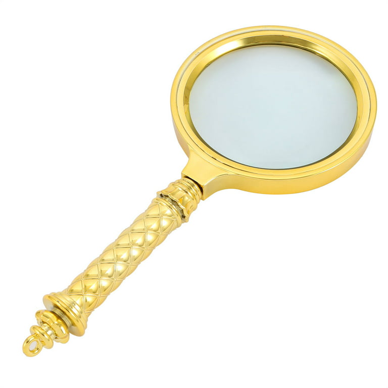 Handheld 10x Magnifying Glass Reading High Definition Illuminated Magnifier, Gold