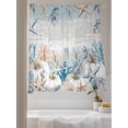thumbnail image 3 of Sheer Curtains 63 inches Long, White Pumpkin Coastal Starfish Coral Shell Wood Grain Light Filtering Sheer Window Curtains Rod Pocket Voile Drapes for Bedroom Living Room, 52"W x 63"L 2 Panels, 3 of 7