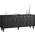 thumbnail image 3 of LKTART 63" Walnut Wood Sideboard Buffet Cabinet with Storage, Kitchen Credenza Accent Console Table with Roman Legs, Ash Veneer Dovetail Trim, 3 of 9
