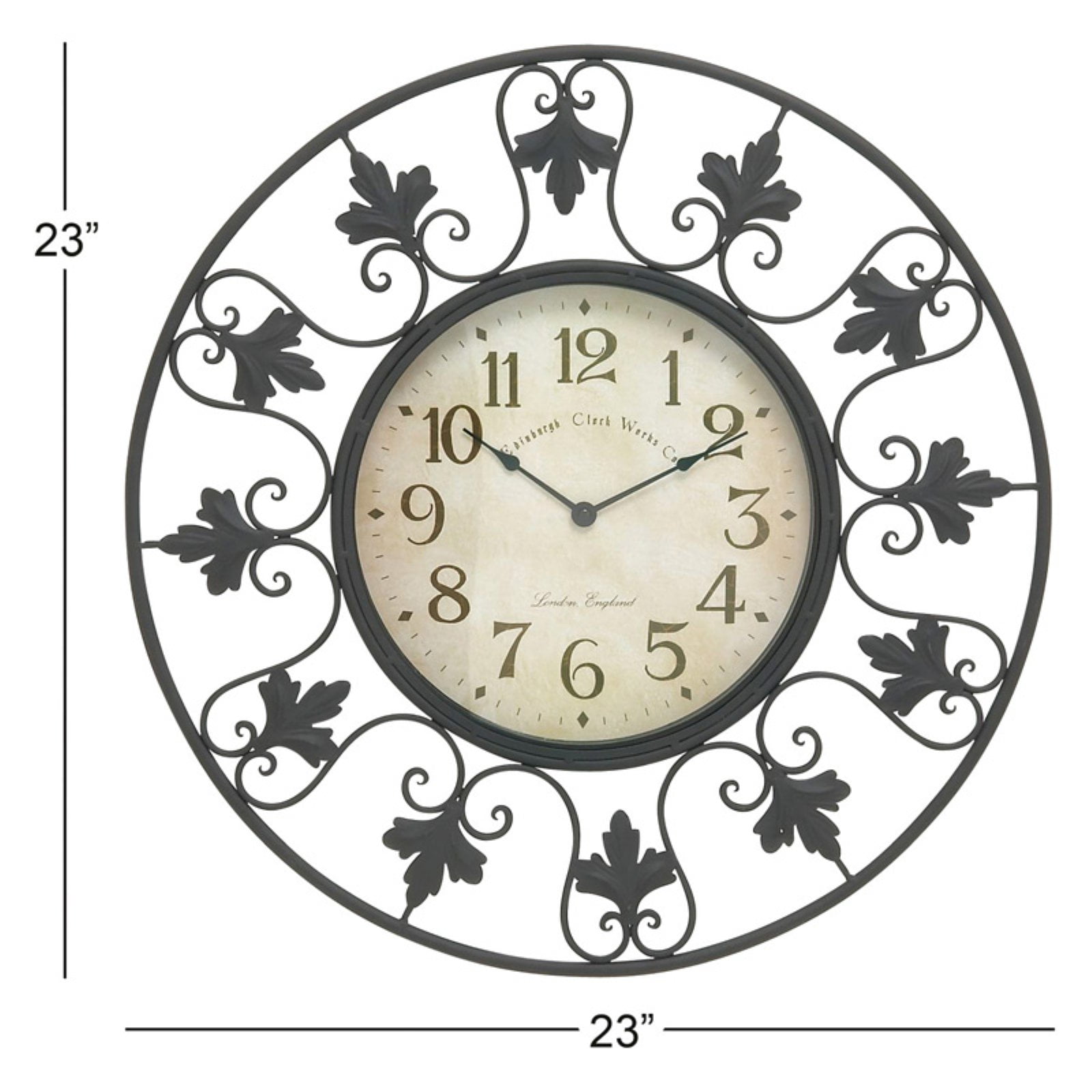 Edinburgh Wall Clock Large Numerals Tuscan Black Wrought Iron Office Edinburgh Wall Clock Large Numerals Tuscan Black Wrought Iron Office Home Decor