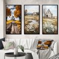 thumbnail image 1 of Designart "Farmhouse Rural gracefulness I" Landscape & Nature Framed Wall Art Set Of 3 - Yellow Farm Frame Gallery Set For Office Decor, 1 of 6