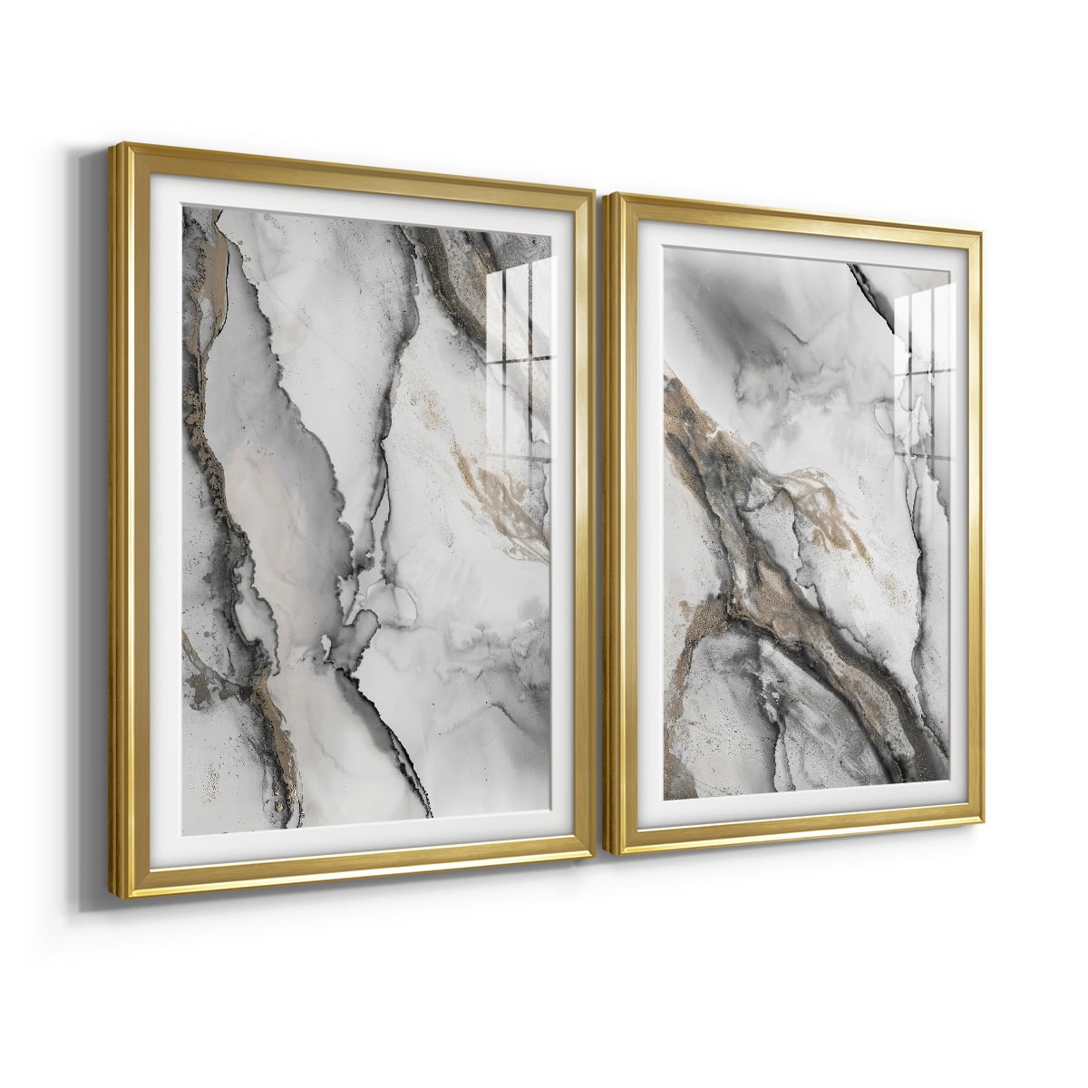 Wexford Home Abstract Ink Fantasy I Premium Framed Print, 22.5" x 30.5" - Ready to Hang, Gold (Set of 2)