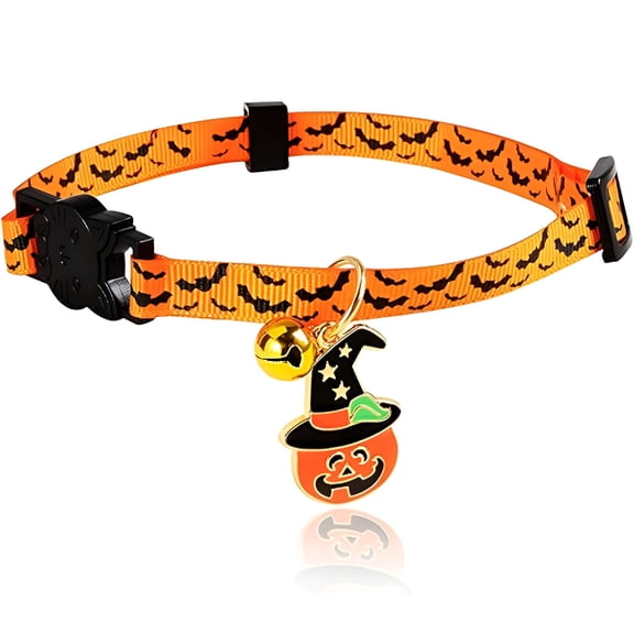 BESTSKY Dog Collars for Medium Dogs Halloween Decorations Cute Pet Supplies Cat Collar Cartoon Pumpkin Bats Ghost Pendant Collars