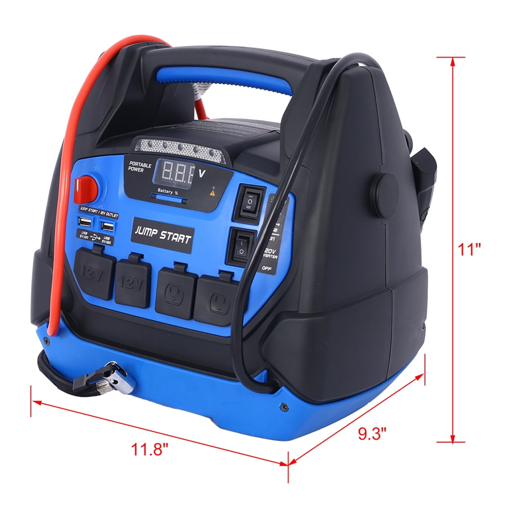 M optimized 1800 Amp Battery Jump Starter with 150-PSI Air Compressor Portable Power Station LED Light USB Ports Jumper Clamp