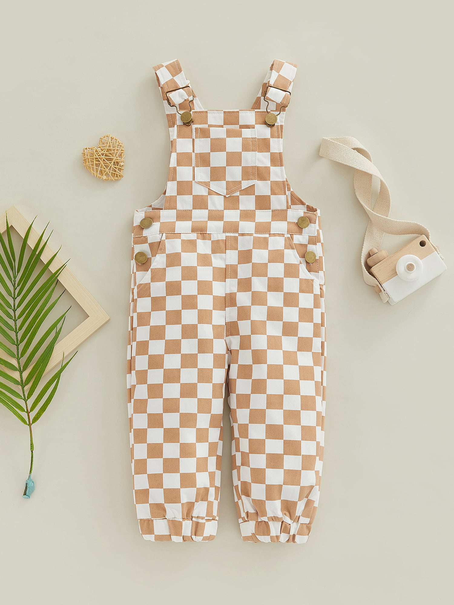 Jkerther Infant Baby Girls Boys Overalls Checkerboard Plaid Print Knitted Jumpsuit Romper Straps Suspender Long Pants, Infant Unisex, Size: 0-3 Months