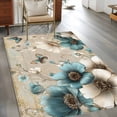 thumbnail image 2 of Teal Tulip Butterfly Area Rugs 4'x6', Washable Small Throw Rugs for Office Bathroom, Beige Turquoise Floral Vintage Rustic Indoor Outdoor Rug Non-Slip Low Pile Carpet Runner Reversible Floor Mats, 2 of 8
