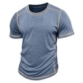 thumbnail image 4 of Umfun Men Contrast Stitch Short Sleeve Crew Neck T-Shirt Slim Fit Casual Wear for Sports and Daily Casual, 4 of 9