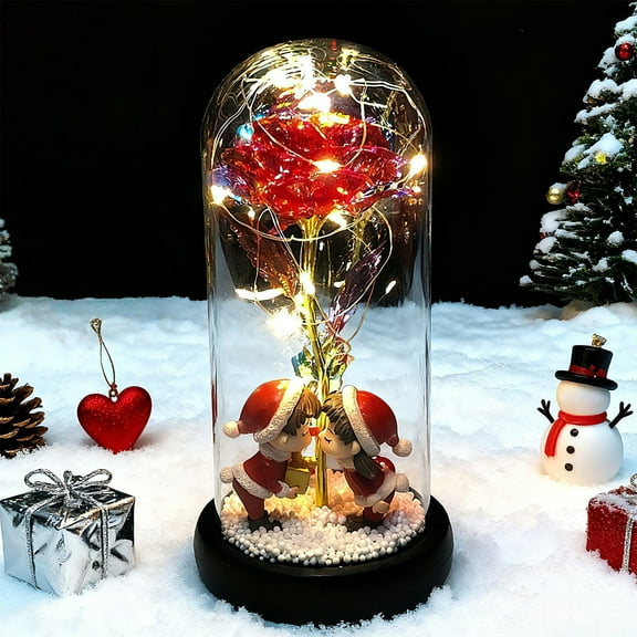 RXIRUCGD Acrylic Rose Night Light with Rhinestones - Elegant Christmas Decor and Valentine's Day Decorations Romantic Bedside Lamp for Holiday Gifting