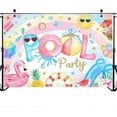thumbnail image 4 of Pool Party Backdrop Summer Flamingo Swim Ring Swimming Pool Party Decorations Splish Splash Baby Shower Birthday Photography Background, 4 of 4