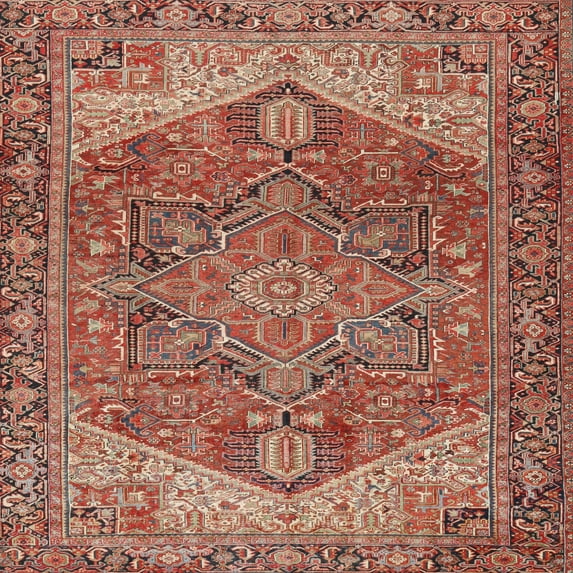 Ahgly Company Indoor Square Traditional Light Copper Gold Persian Area Rugs, 4' Square