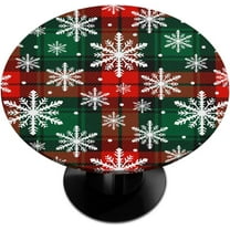 Round Fitted Tablecloth Wipeable Elastic Snowflake Colorful Christmas Table Cover Waterproof Circle Table Cloth for Indoor Outdoor Dining Kitchen Picnic Camping Patio Decor Gifts,Fit 40-44in Tables