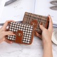 thumbnail image 2 of Cartera pequeña de lujo ligera para mujer, con hebilla corta, de lona con diseño de pata de gallo, con múltiples tarjetas, antidesmagnetización y gran capacidad, 2 of 6