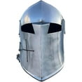 thumbnail image 3 of Medieval Barbuta Knight Helmet, Silver Steel, Templar Crusader Armour Helmet, 3 of 6