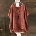 thumbnail image 4 of Tittly Womens Linen Shirt Women'S Gauze Tops Linen Button Up Shirts for Women Women's Summer Short Sleeve Solid Casual Loose Linen Top Brown, 4 of 7