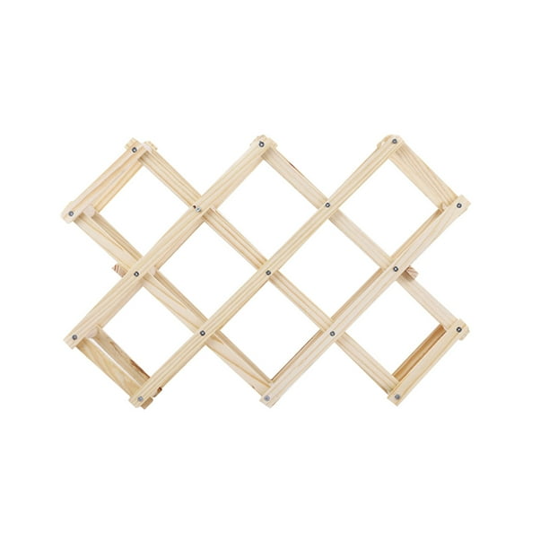 Botellero plegable de madera maciza para vino, soporte para barra de cocina (10 botellas, madera maciza)