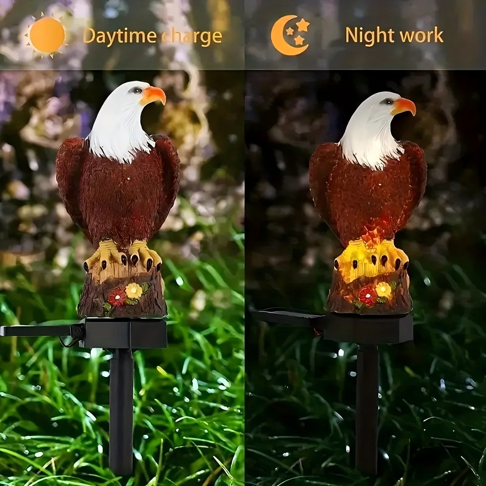 Lendour Solar Light Eagle Garden Pathway Light, Landscape Lights Pathway for Patio Garden Outdoor Decoration, 2Pack