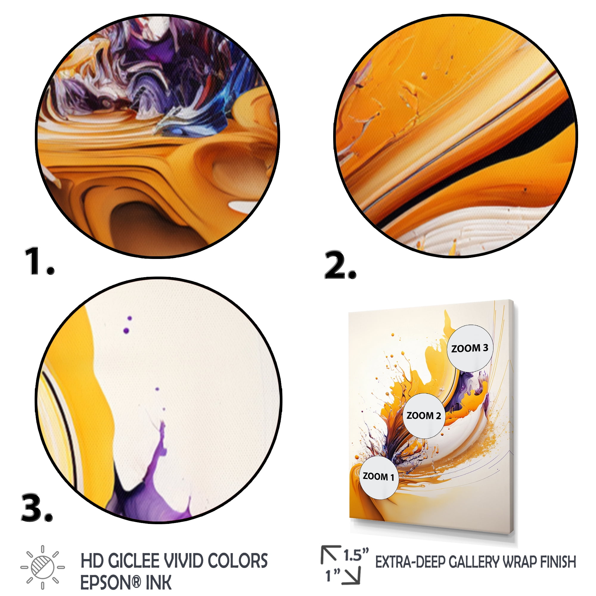 Designart White And Gold Fusion IV Canvas Wall Art