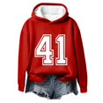 thumbnail image 2 of shqvo Hoodies for Women Drawstring Solid Color Hooded Sweatshirt with 41 Print Trendy Long Sleeve Sweatshirt Hoodies with Pockets Womens Fashion Clothes, 2 of 5