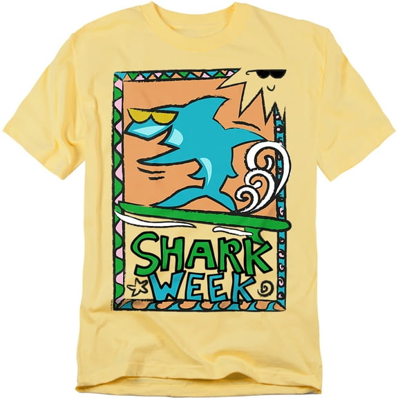 Shark Week: Television Series T-Shirt Officialy Licensed Rad Surfing Shark Unisex Graphic Tee for Men & Women