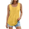 thumbnail image 2 of Brilliant Tank Tops for Women under $5 Summer Women Solid Color Round Neck Sleeveless Casual Tee Tank Tunic Tops Blouse Yellow M, 2 of 6